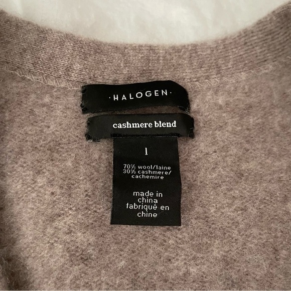 Halogen L (RUN SMALL) Wool & Cashmere Long Cardigan In Heather Tan Cobblestone - Picture 4 of 10